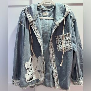 POL Light Blue Textured Jacket